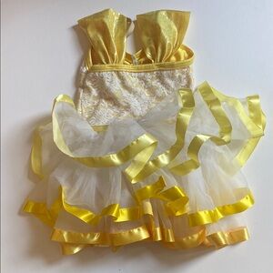 Wish Yellow and White Dance Costume with Ruffled Layers